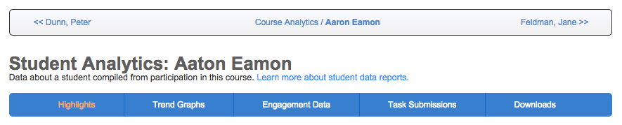 Navigating the student report - quickly switch between reports and between students.